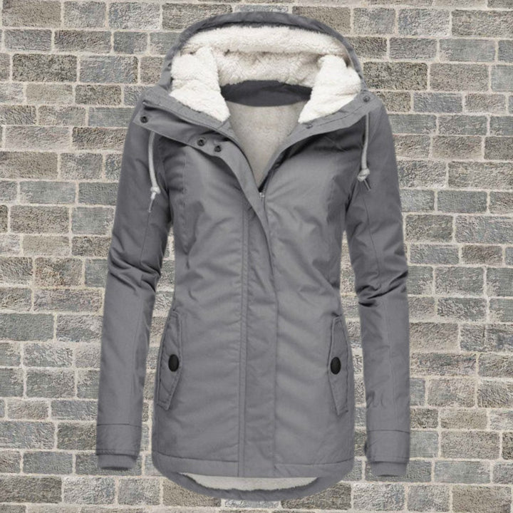 Women's Fleece-Lined Hooded Winter Parka Coat - Grey