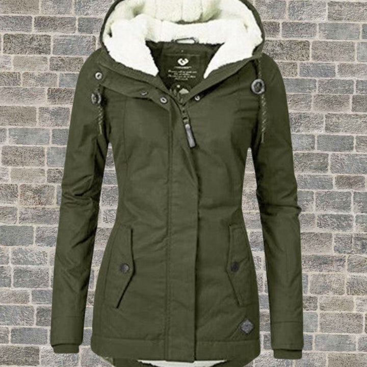 Women's Fleece-Lined Hooded Winter Parka Coat - Army Green
