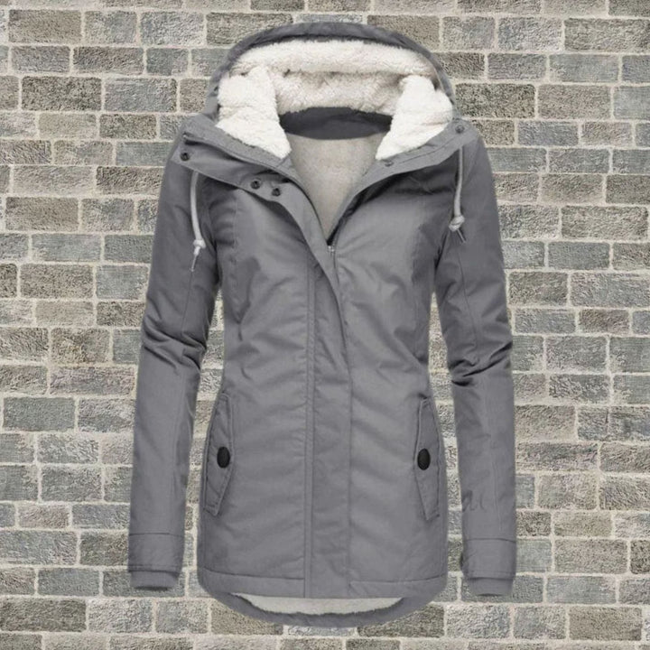 Women's Fleece-Lined Hooded Winter Parka Coat, Grey - Grey
