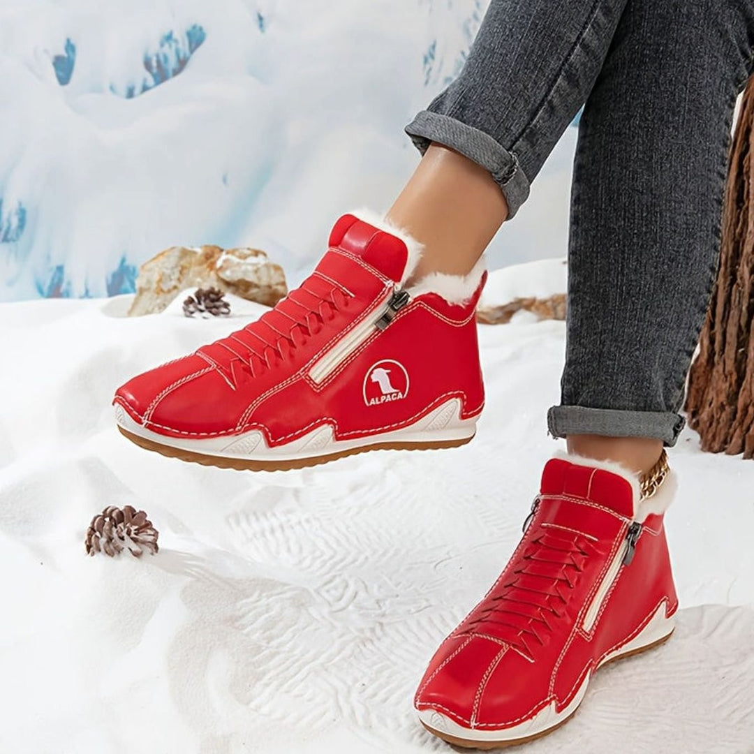 Women's Fleece-Lined Lace-Up Winter Ankle Boots Wide Toe Box