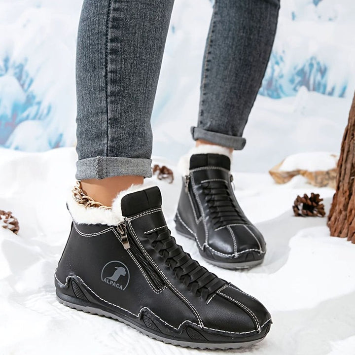 Women's Fleece-Lined Lace-Up Winter Ankle Boots Wide Toe Box