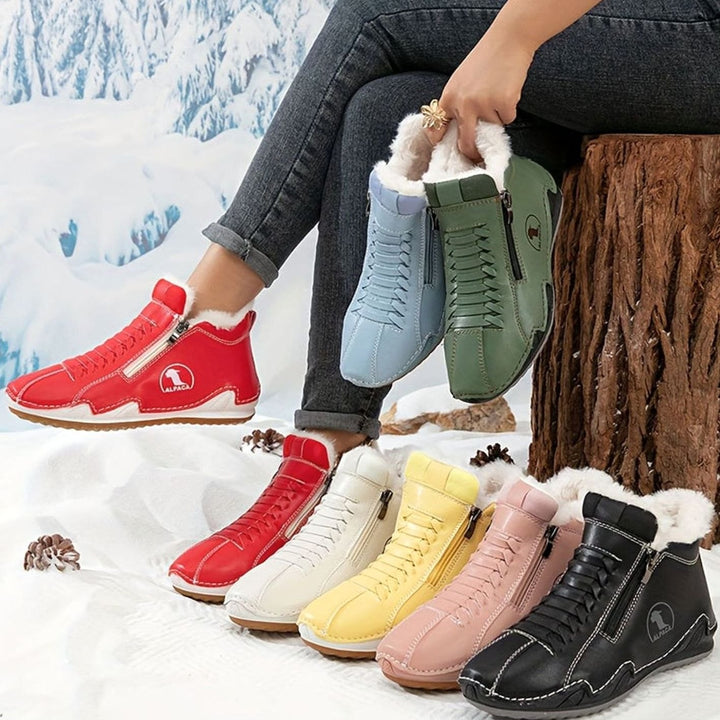 Women's Fleece-Lined Lace-Up Winter Ankle Boots Wide Toe Box