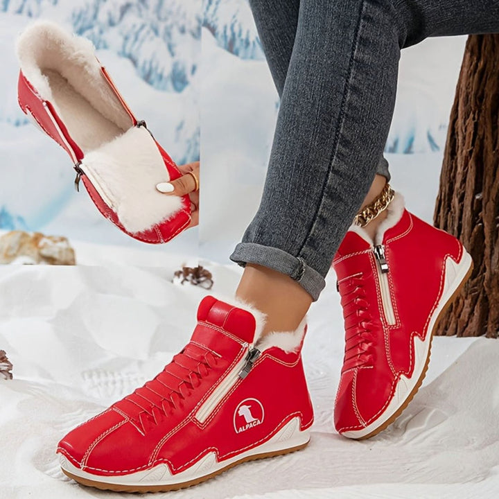 Women's Fleece-Lined Lace-Up Winter Ankle Boots Wide Toe Box