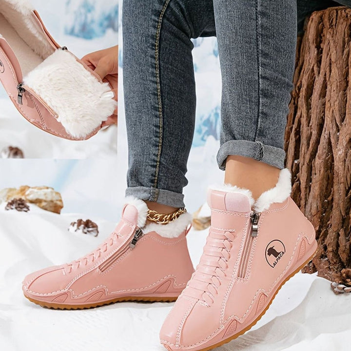 Women's Fleece-Lined Lace-Up Winter Ankle Boots Wide Toe Box