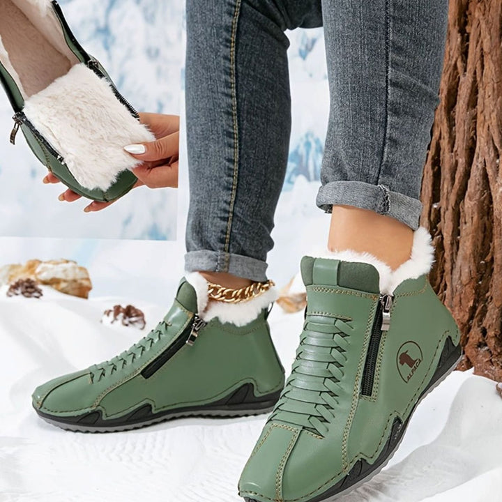 Women's Fleece-Lined Lace-Up Winter Ankle Boots Wide Toe Box