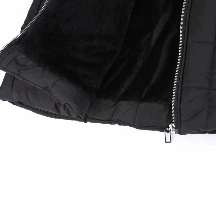 Women's Fleece-Lined Quilted Zip-Up Long Winter Jacket
