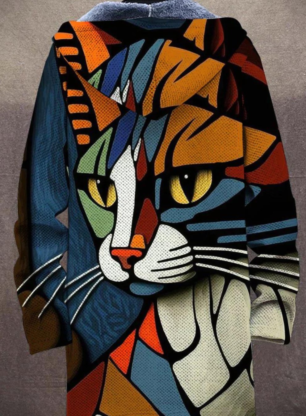 Women's Fleece-Lined Zip-Up Hooded Art Print Jacket