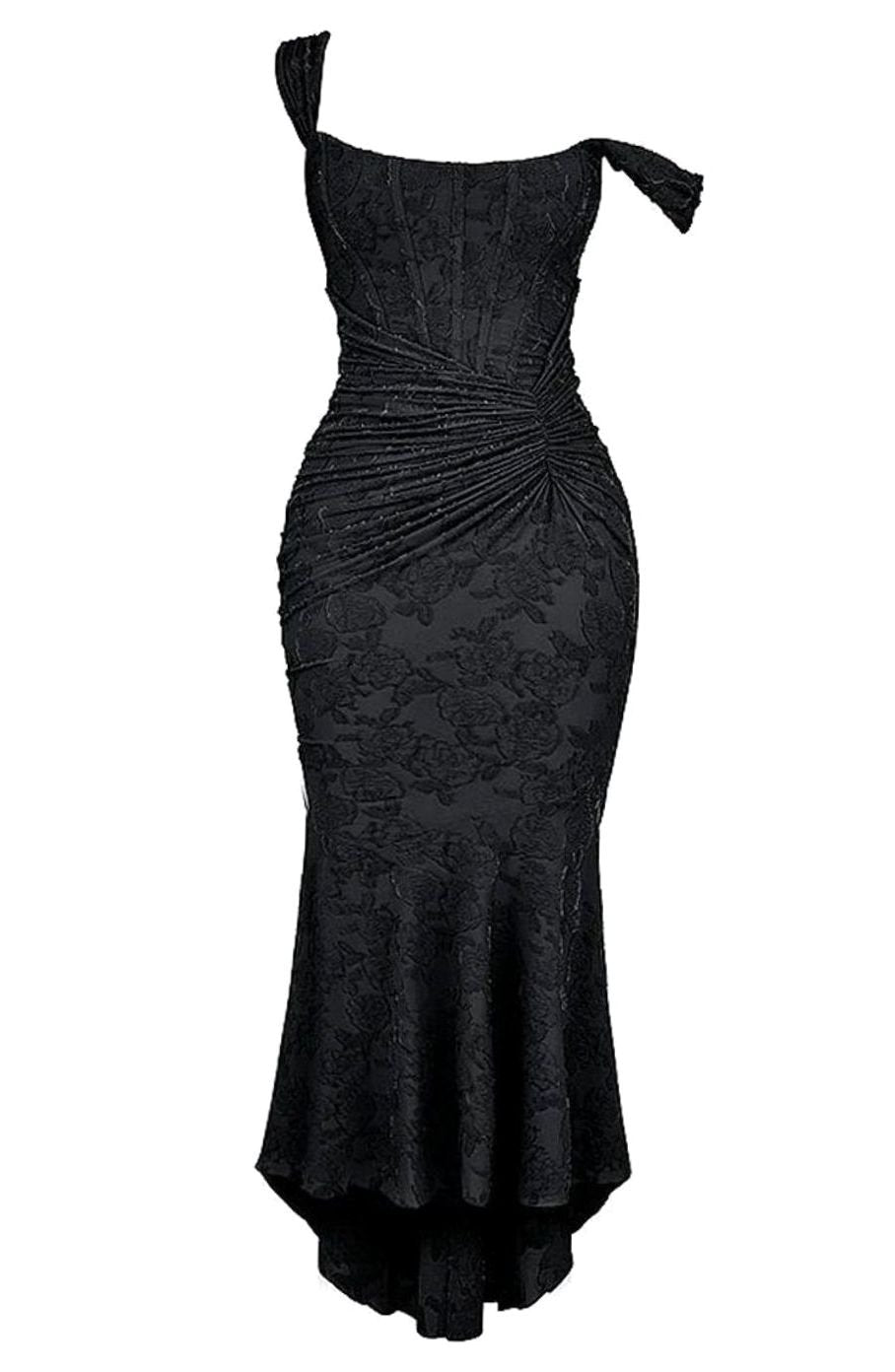 Women's Floral Jacquard Corset Mermaid Midi Party Dress