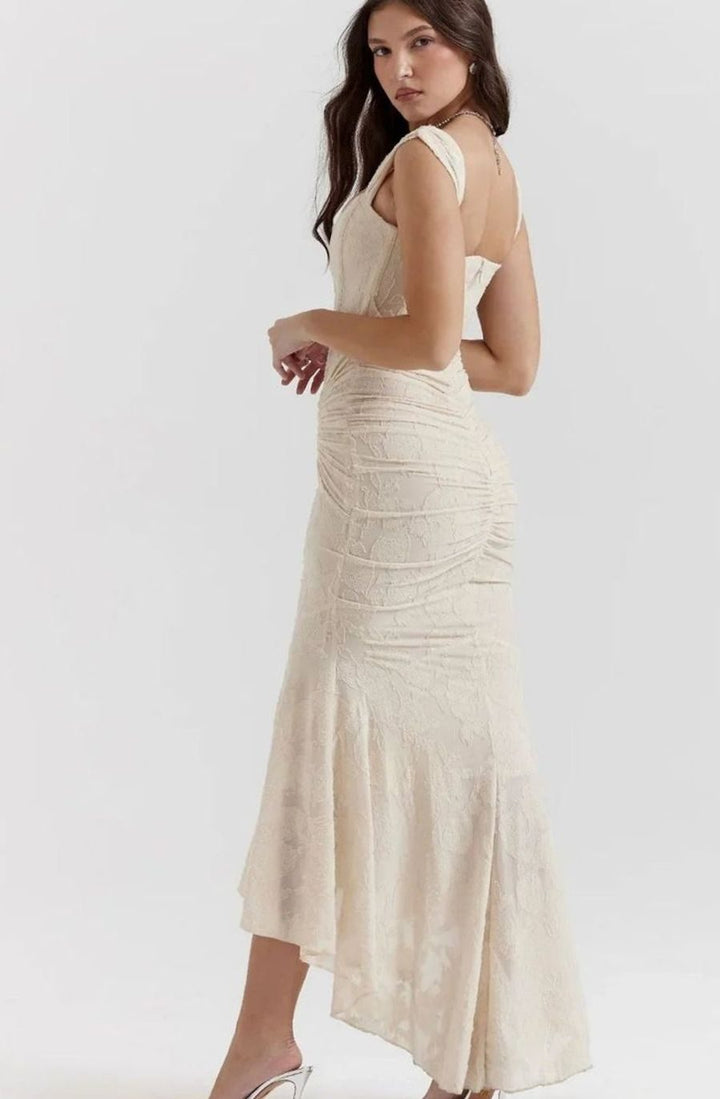 Women's Floral Jacquard Corset Mermaid Midi Party Dress