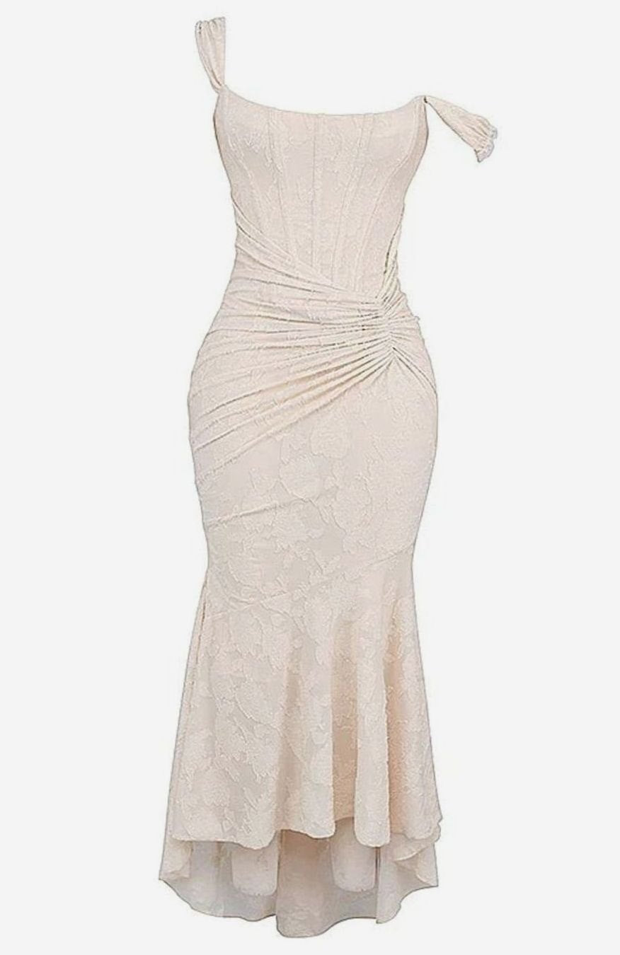 Women's Floral Jacquard Corset Mermaid Midi Party Dress