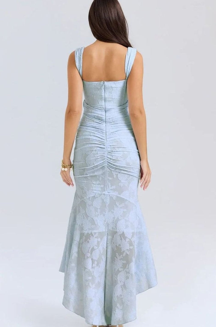 Women's Floral Jacquard Corset Mermaid Midi Party Dress