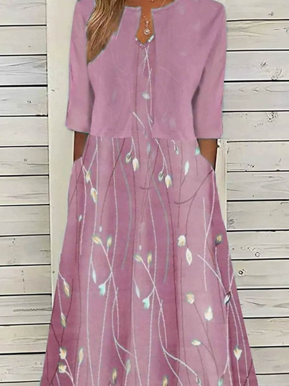 Women's Floral Midi Dress Cropped Cardigan Two-Piece Set, Sky Blue