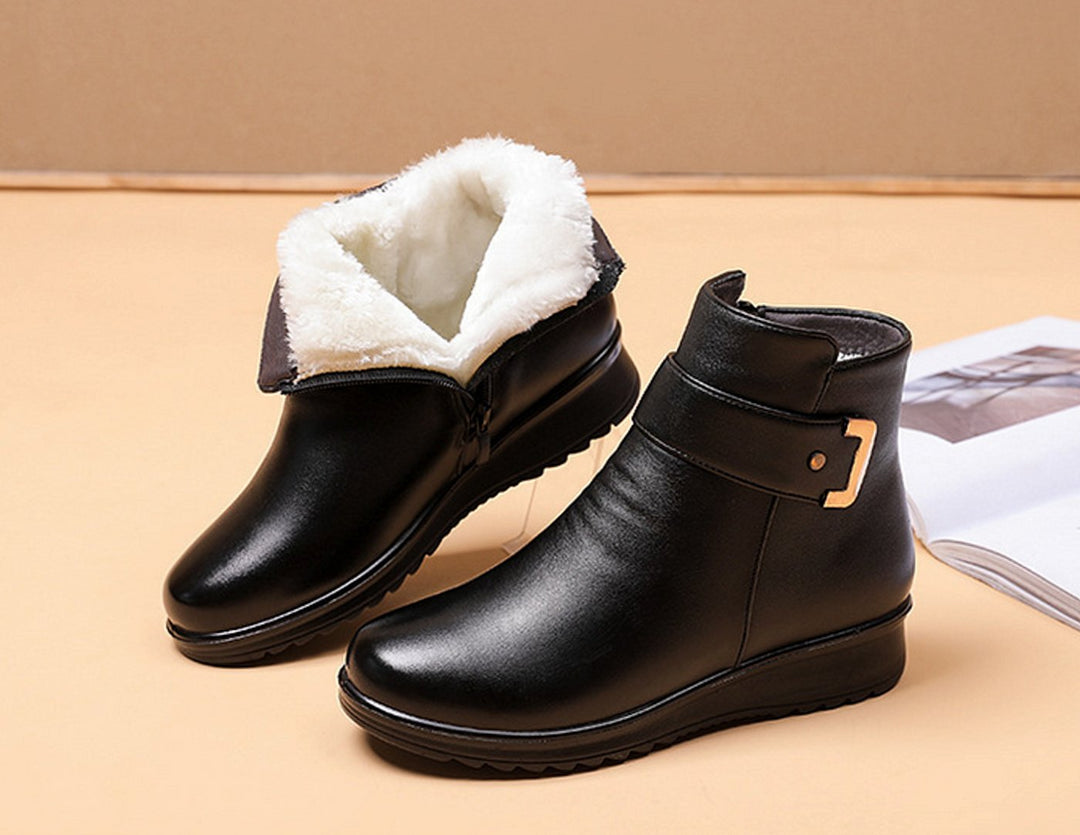 Women's Genuine Leather Fleece-Lined Orthopedic Ankle Boots