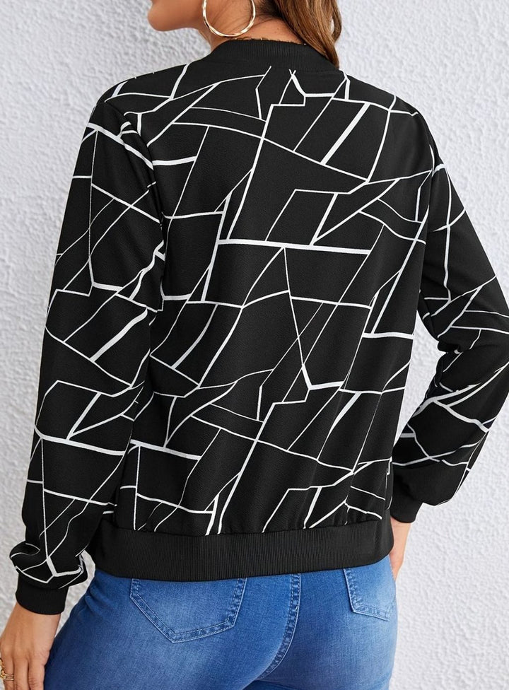 Women's Geometric Print Zip-Up Bomber Jacket