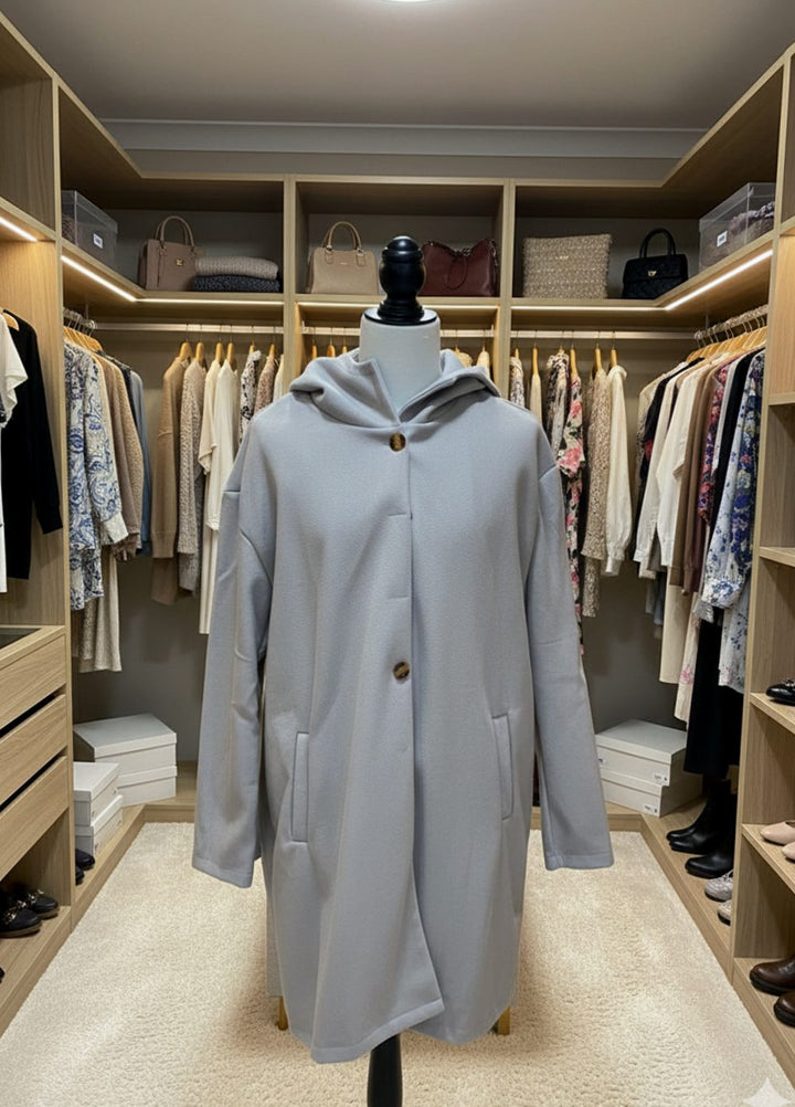Women's Hooded Button-Front Oversized Coat