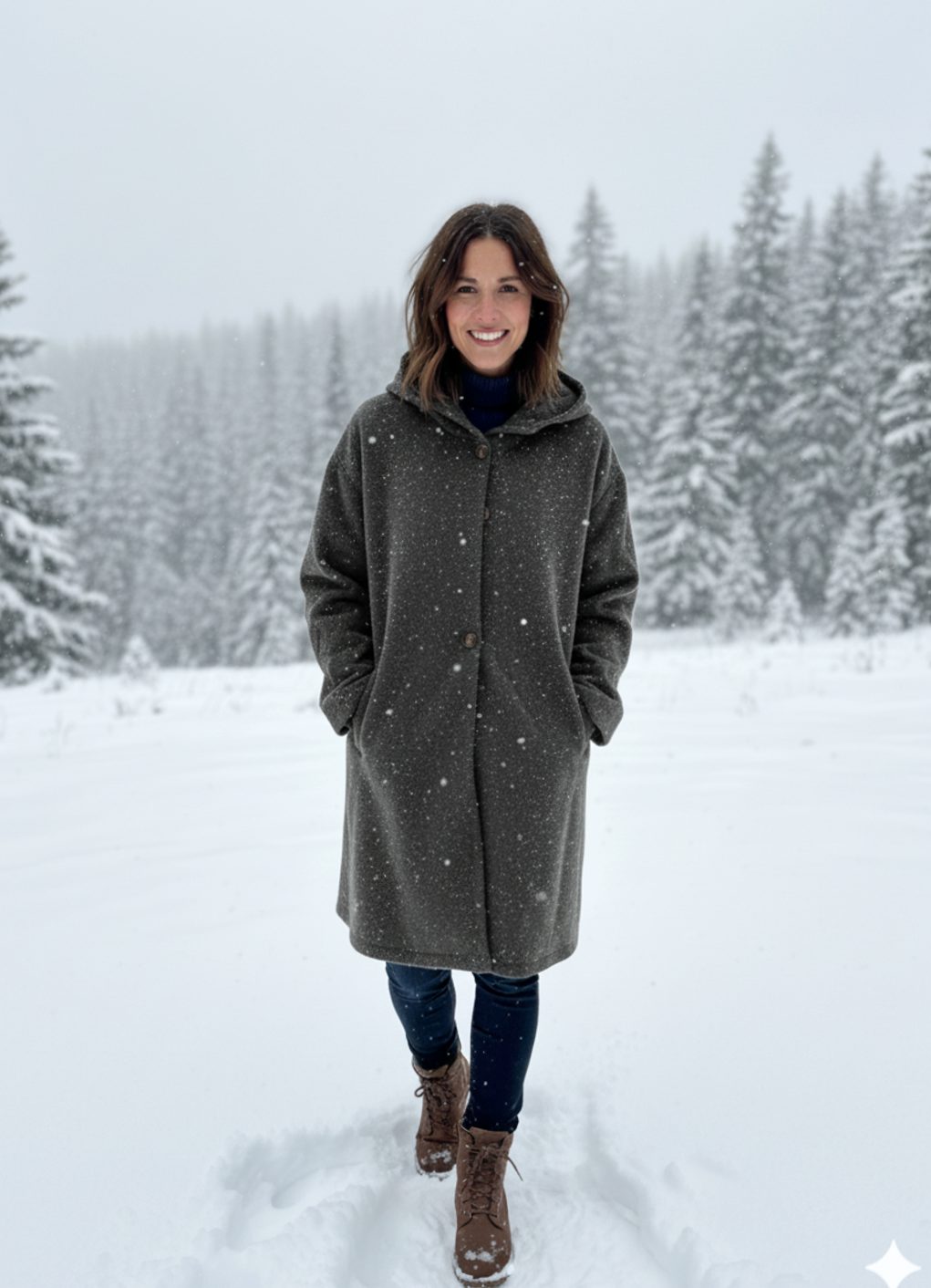 Women's Hooded Button-Front Oversized Coat - Black