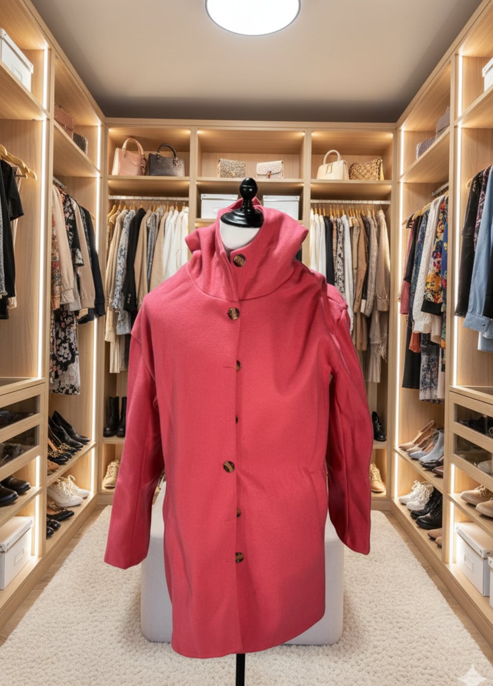 Women's Hooded Button-Front Oversized Coat