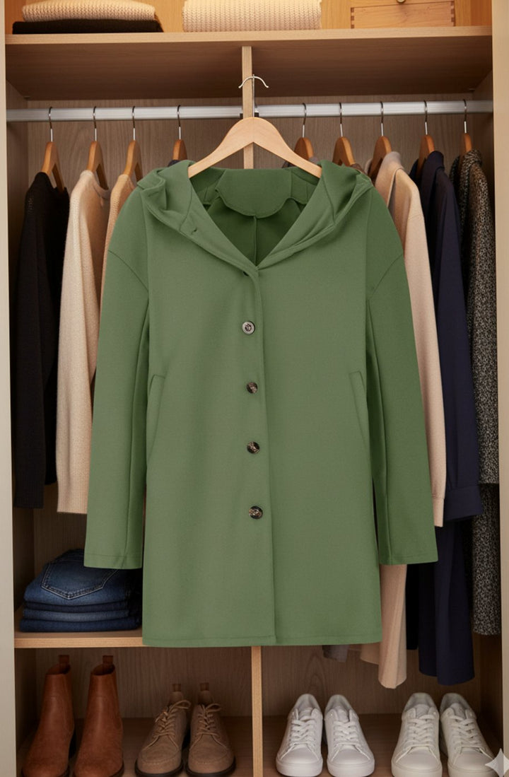 Women's Hooded Button-Front Oversized Coat