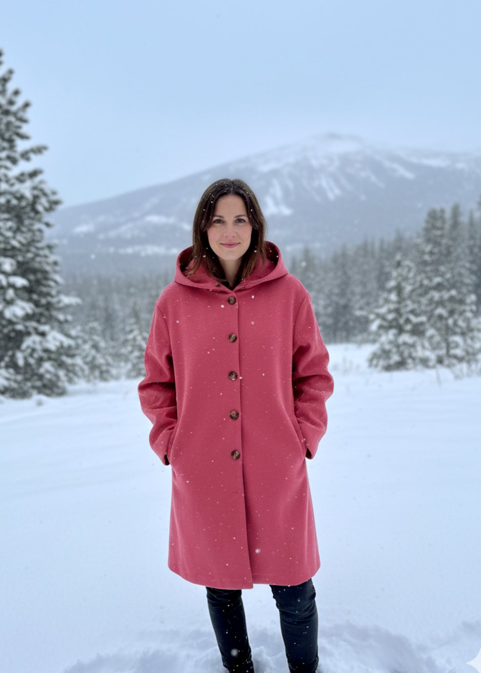 Women's Hooded Button-Front Oversized Coat - Pink