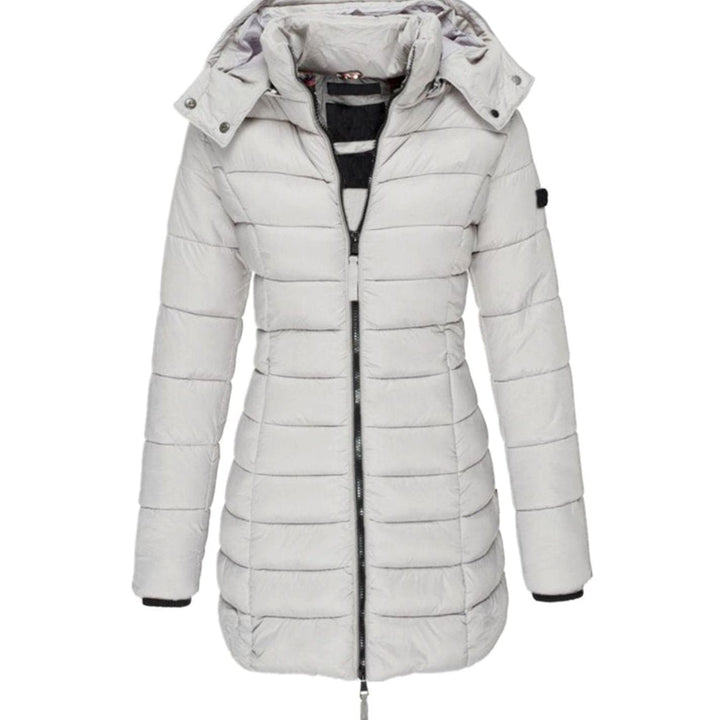 Women's Hooded Longline Quilted Puffer Winter Coat - Grey