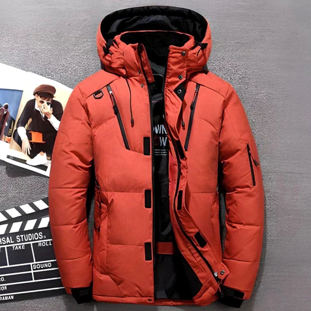 Women's Hooded Puffer Down Jacket Water-Resistant Winter Coat - Red