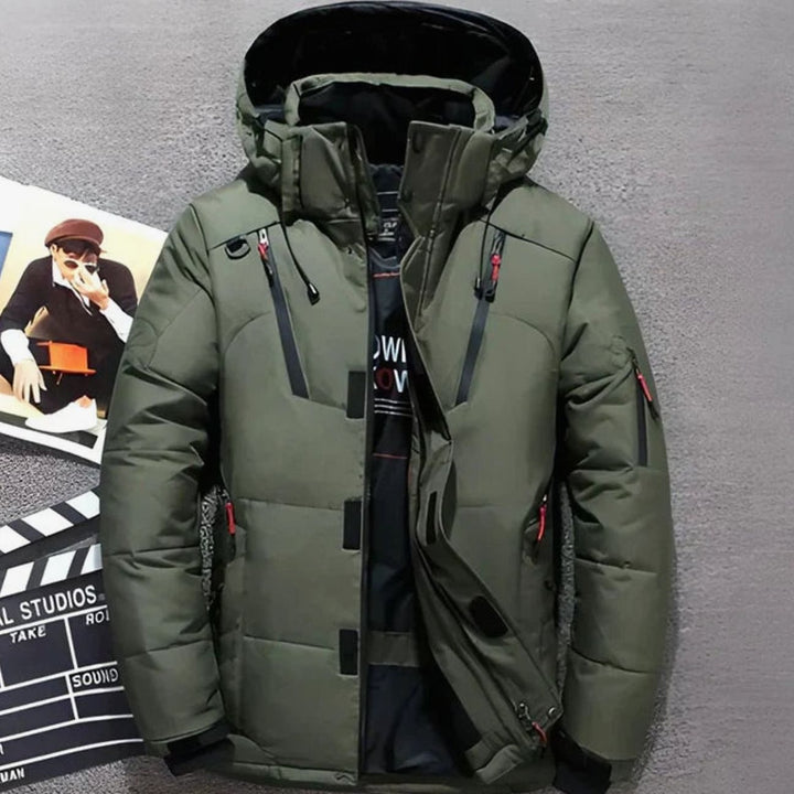 Women's Hooded Puffer Down Jacket Water-Resistant Winter Coat - Green