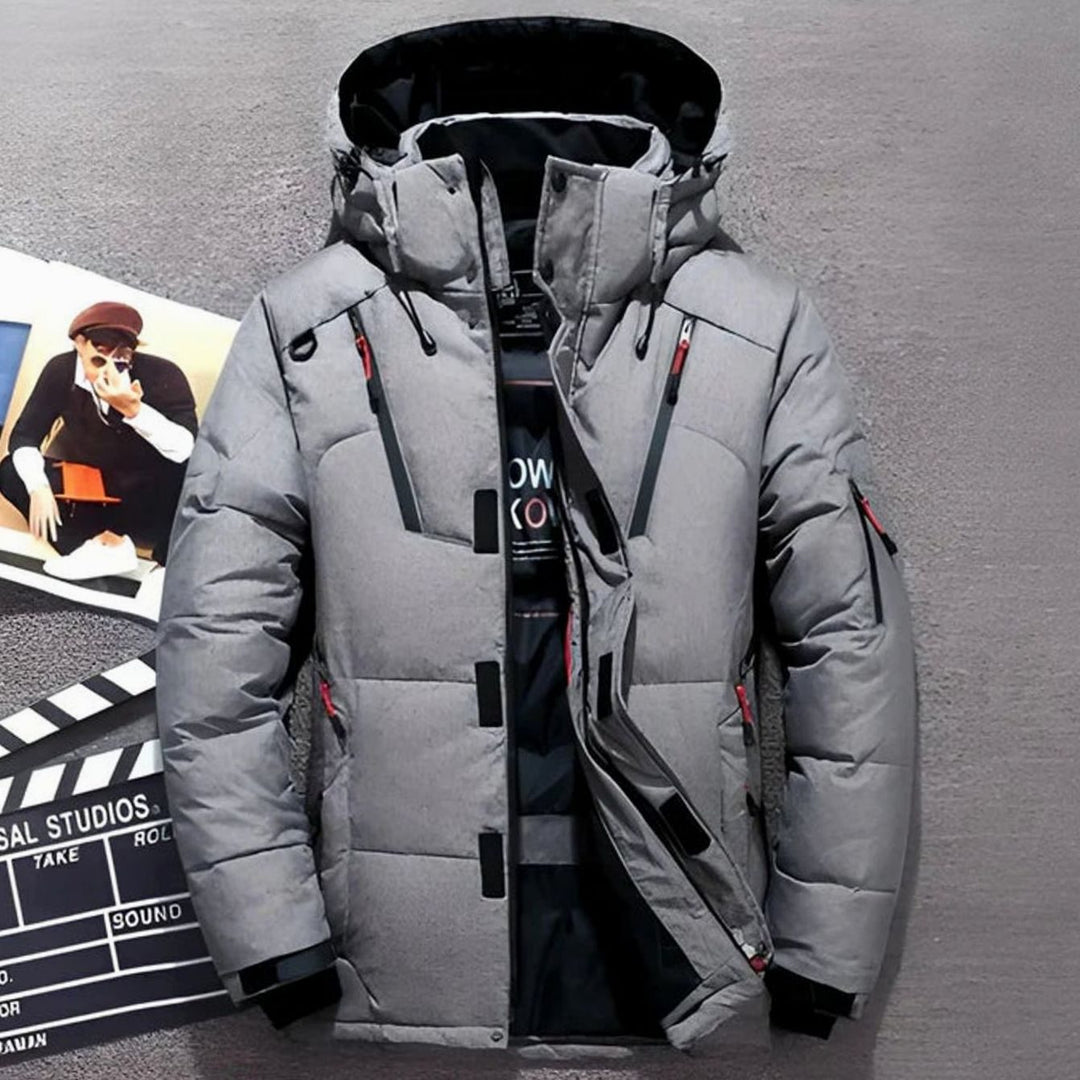 Women's Hooded Puffer Down Jacket Water-Resistant Winter Coat - Grey