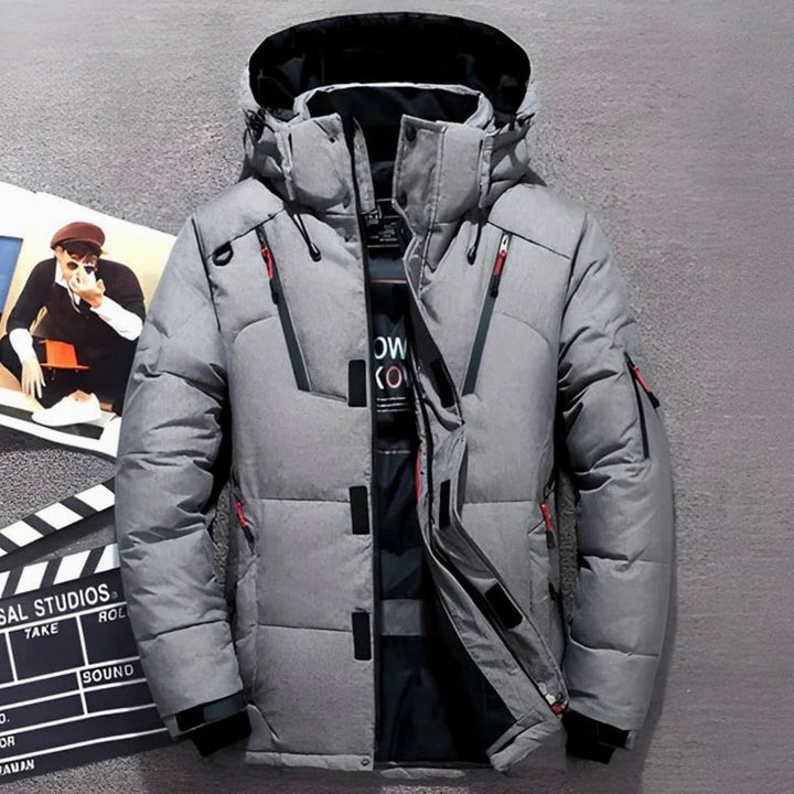 Women's Hooded Puffer Down Jacket Water-Resistant Winter Coat - Grey