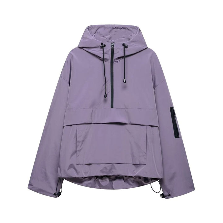 Women's Hooded Pullover Anorak Windproof Waterproof Jacket - Purple