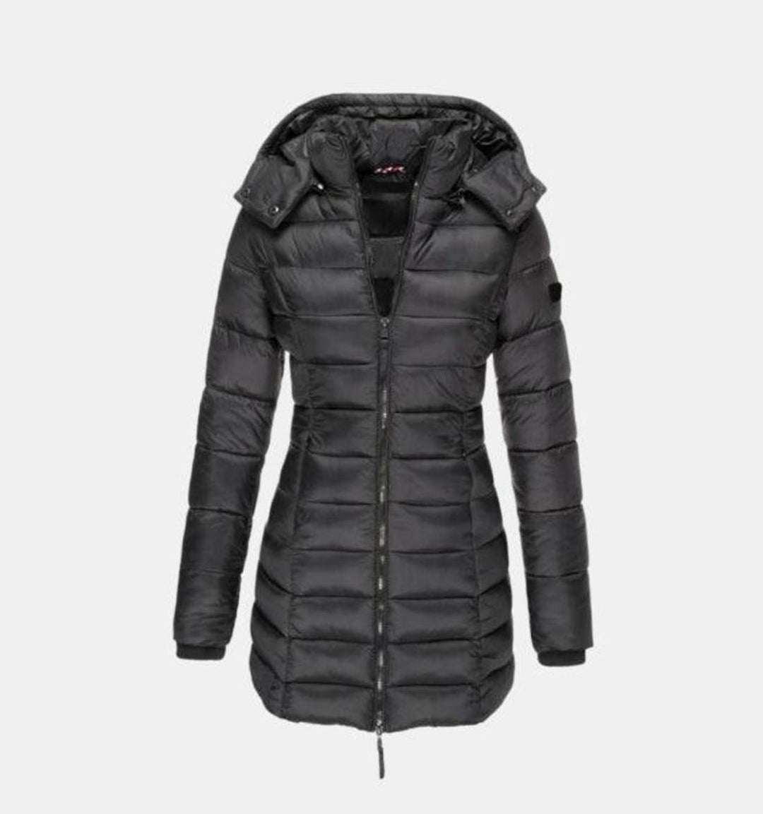 Women's Hooded Quilted Puffer Midi Winter Coat - Black