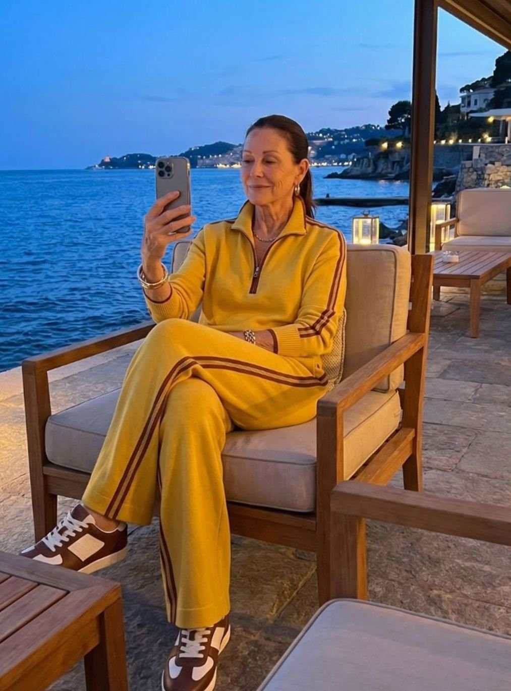 Women's Knitted Quarter-Zip Wide-Leg Striped Loungewear Co-ord Set