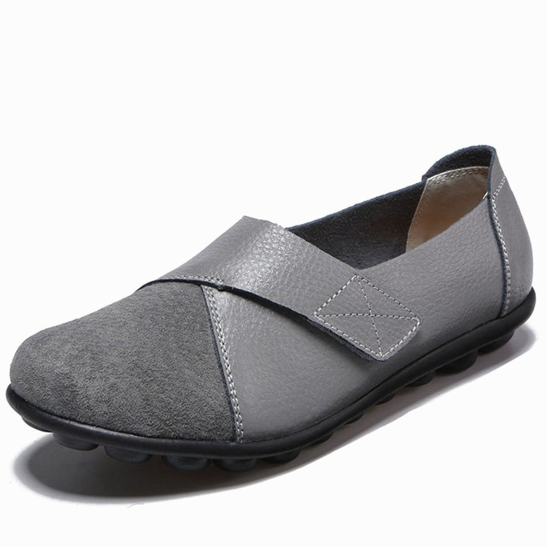 Women's Leather Slip-On Flat Loafers Cushioned Insole