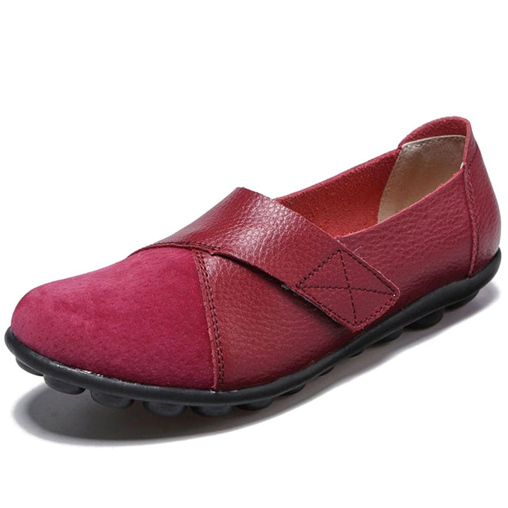 Women's Leather Slip-On Flat Loafers Cushioned Insole