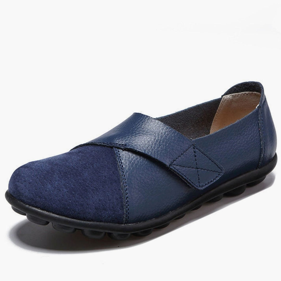 Women's Leather Slip-On Flat Loafers Cushioned Insole