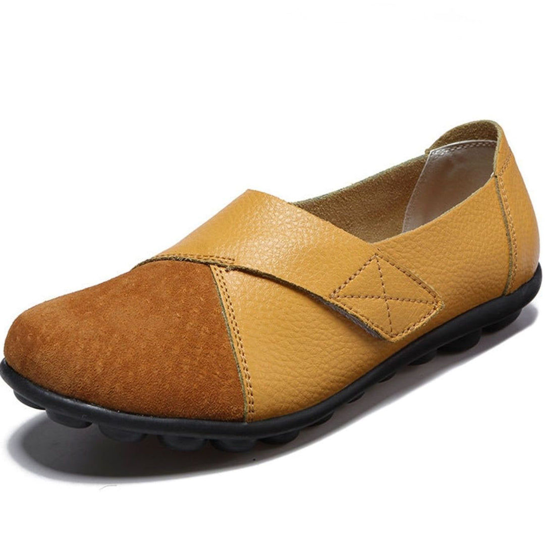 Women's Leather Slip-On Flat Loafers Cushioned Insole
