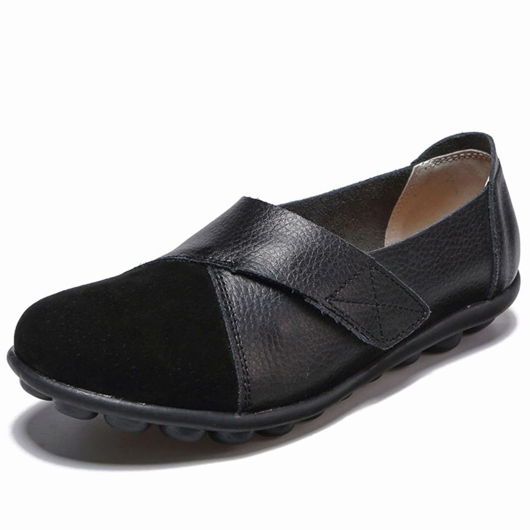 Women's Leather Slip-On Flat Loafers Cushioned Insole