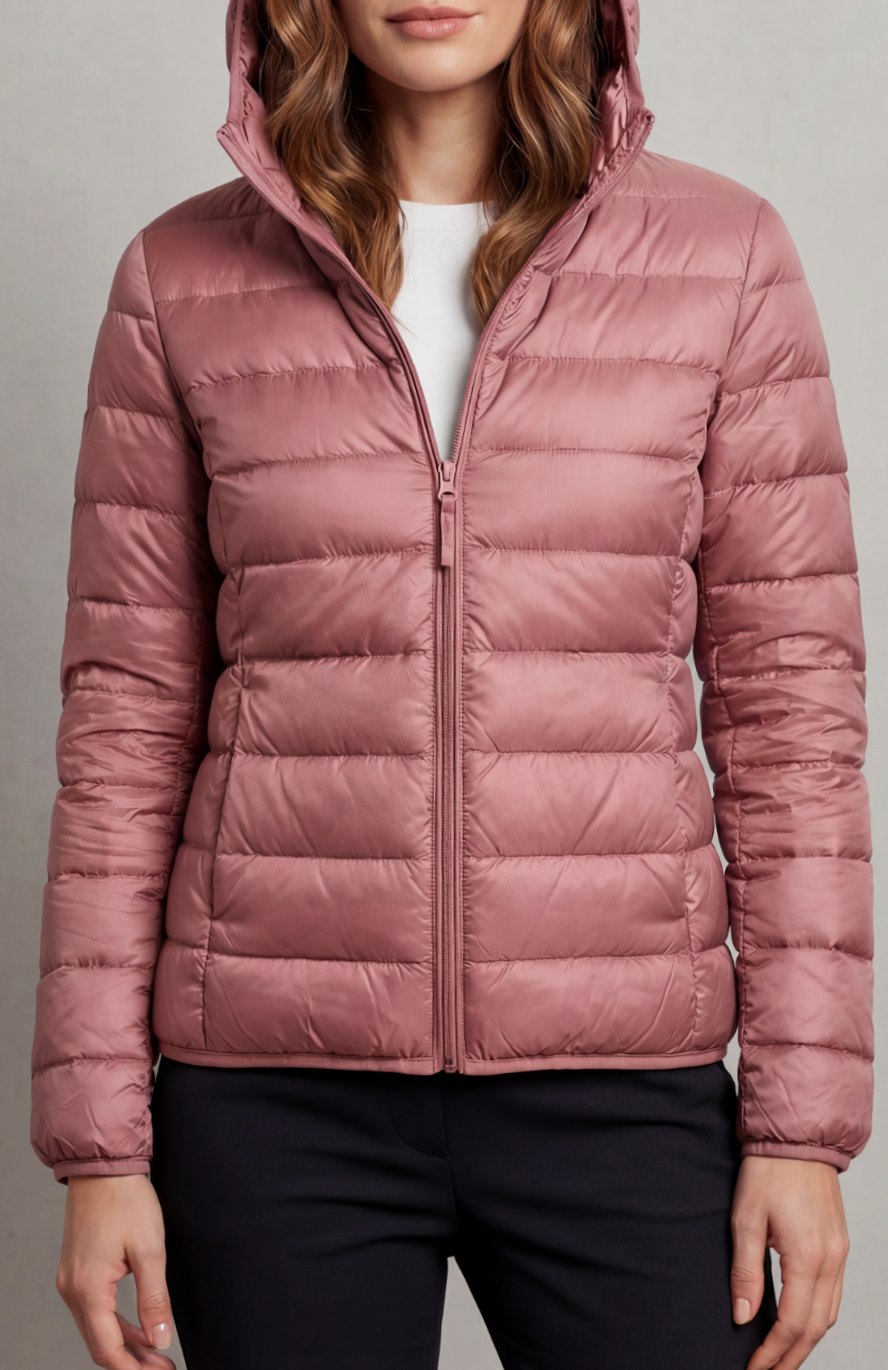Women's Lightweight Packable Hooded Puffer Jacket - Rose