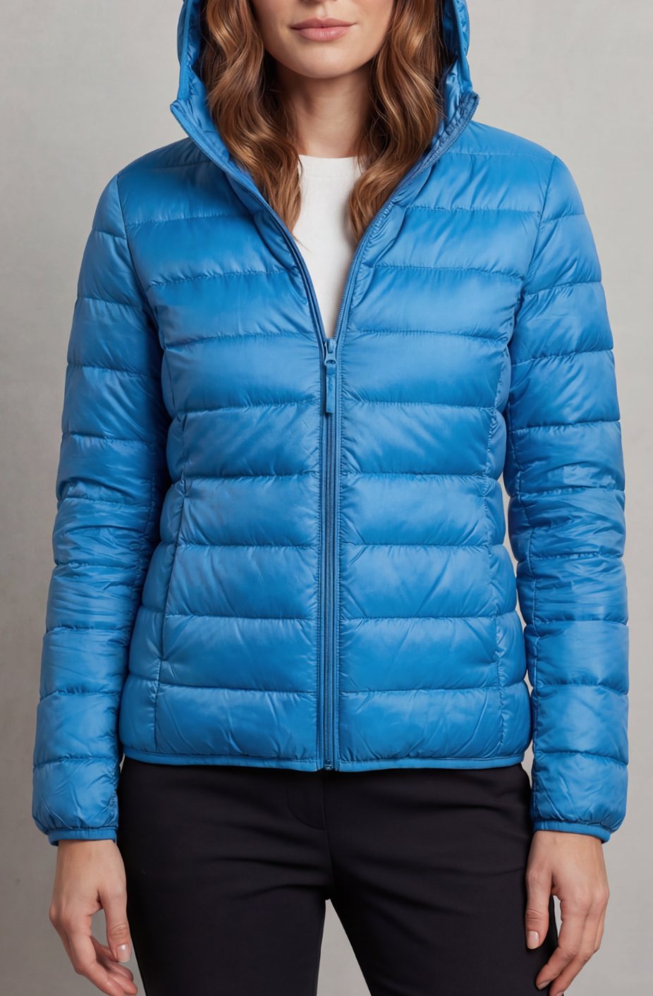 Women's Lightweight Packable Hooded Puffer Jacket - Sky Blue