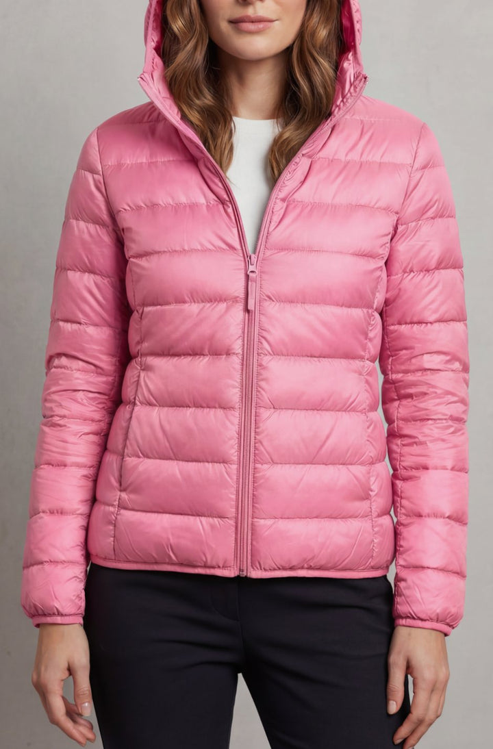Women's Lightweight Packable Hooded Puffer Jacket - Pink
