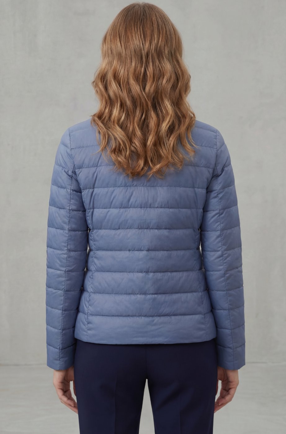 Women's Lightweight Quilted Padded Jacket Collarless Snap-Button
