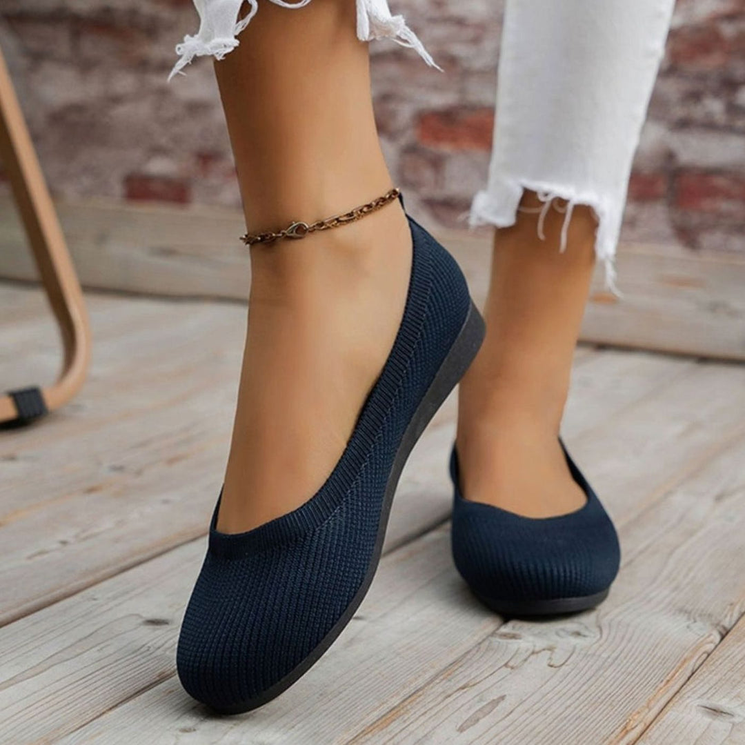 Women's Lightweight Slip-On Ribbed Knit Ballet Flats