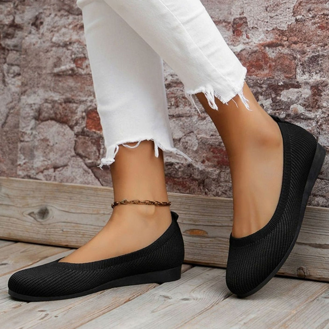 Women's Lightweight Slip-On Ribbed Knit Ballet Flats