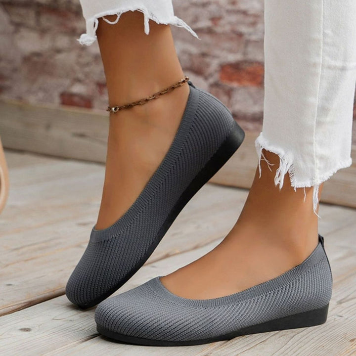 Women's Lightweight Slip-On Ribbed Knit Ballet Flats