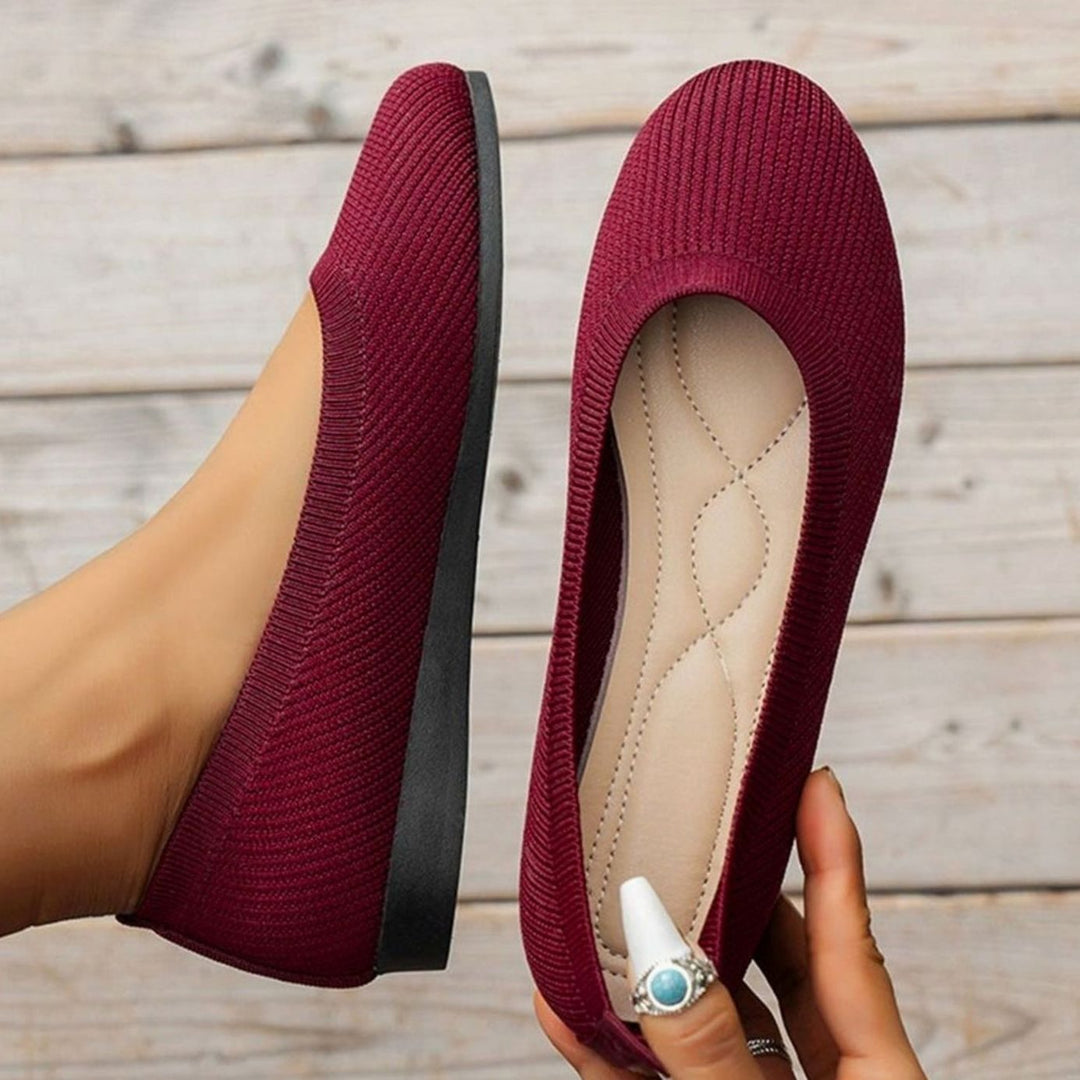 Women's Lightweight Slip-On Ribbed Knit Ballet Flats