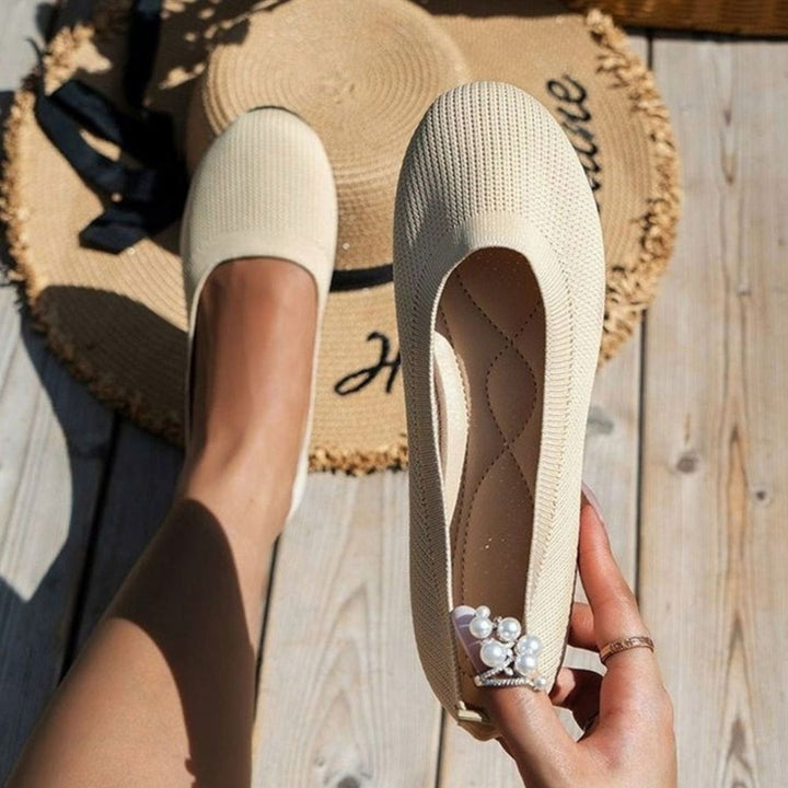 Women's Lightweight Slip-On Ribbed Knit Ballet Flats