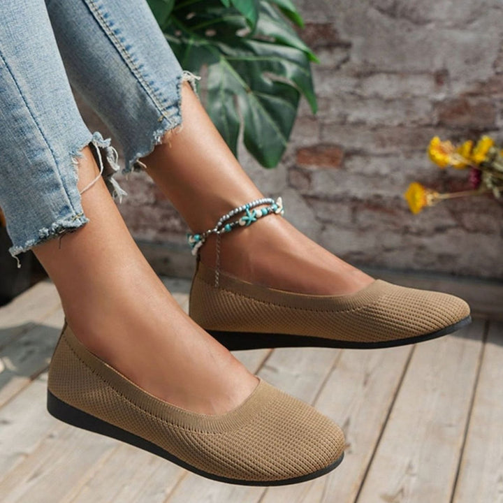 Women's Lightweight Slip-On Ribbed Knit Ballet Flats