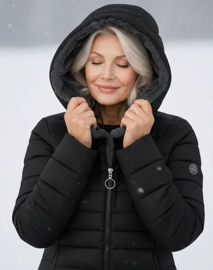 Women's Long Hooded Quilted Puffer Coat Fleece-Lined Winter Jacket