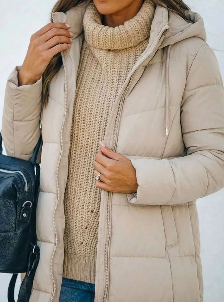 Women's Long Hooded Quilted Puffer Winter Coat