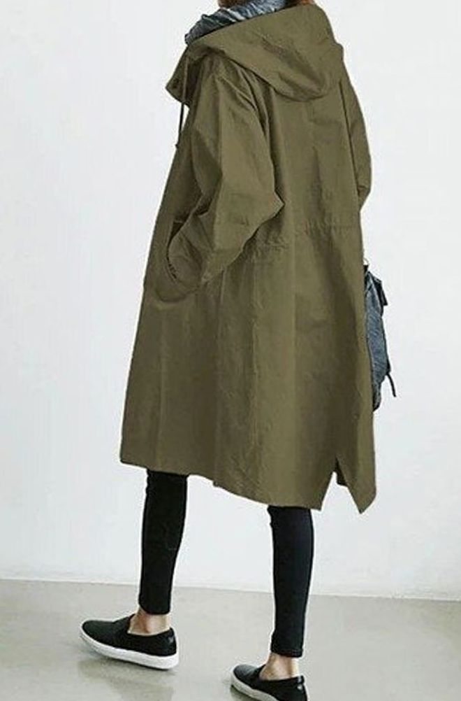 Women's Long Hooded Trench Coat Relaxed Fit