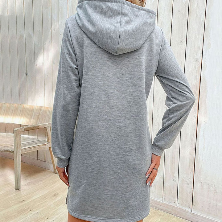 Women's Long-Sleeve Drawstring Hooded Sweatshirt Dress